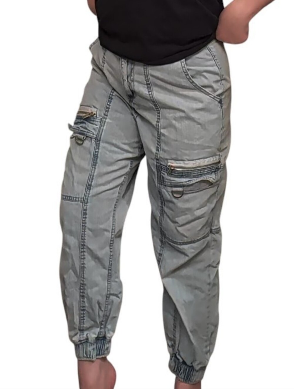 Hot Topic Light Blue Washed Cargo Jeans